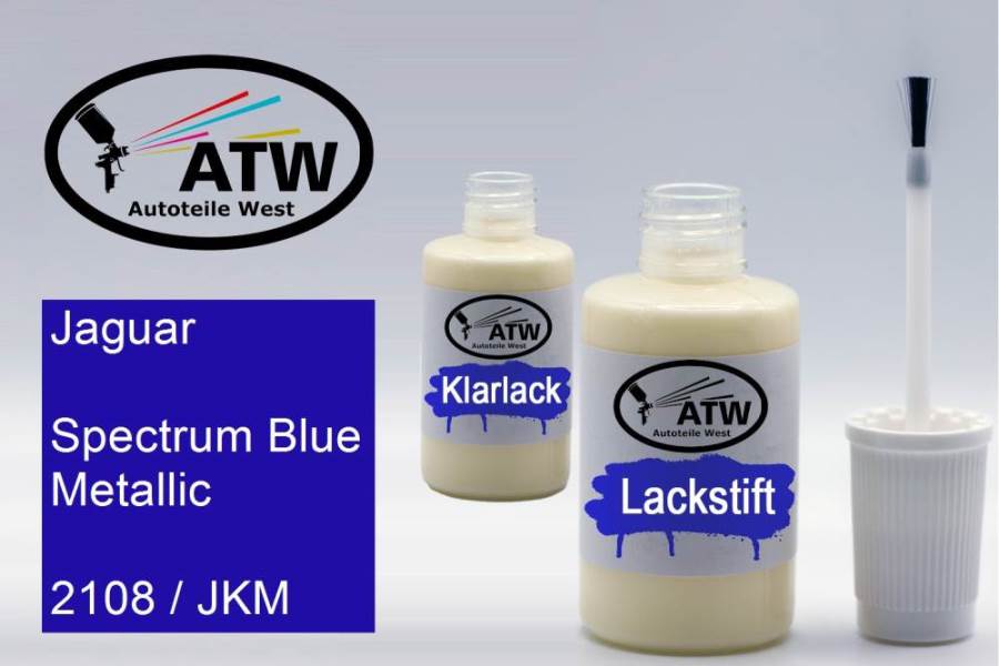 Jaguar, Spectrum Blue Metallic, 2108 / JKM: 20ml Lackstift + 20ml Klarlack - Set, von ATW Autoteile West.